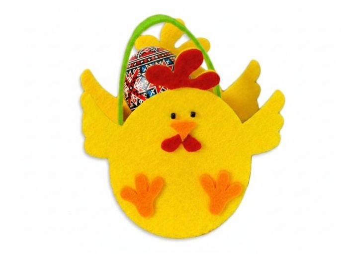 Decorative textile product Easter Basket Chicken, 9 cm